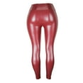 thumbnail image 4 of adviicd Leather Pants Women's High Waist Wide Leg PU Leather Cropped Pants Culottes F M, 4 of 5