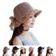 thumbnail image 4 of Sombrero de paja Qarigey con lazo hecho a mano tejido hueco mujer Beige Talla Única, 4 of 6