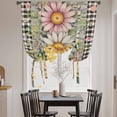 thumbnail image 3 of Vintage Daisy Floral Balloon Curtains for Bedroom/Front Door/Bathroom, Spring Flowers Botanical Leaves Checkered Wooden Tie Up Curtains 63 Inch Length Kitchen Curtains Shades for Windows 46"x63", 3 of 8