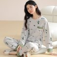 thumbnail image 1 of Pijamas de otoño e invierno para mujer, de algodón, de manga larga, con bonitos dibujos animados, para el hogar, se pueden usar al aire libre, traje de dos piezas, 1 of 5