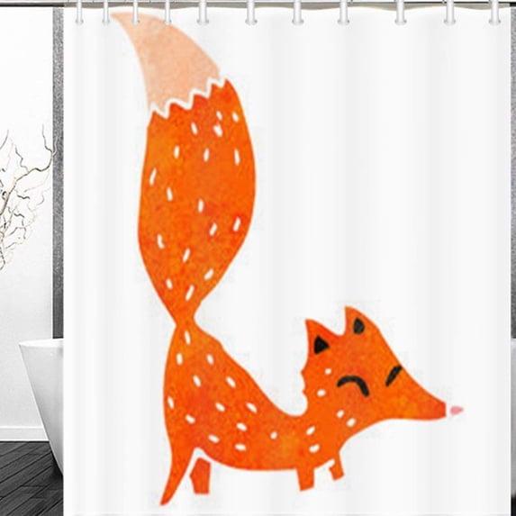 ARTJIA Retro Little Fox Animals Wildlife Watercolor Animal Shower Curtain 60x72 Inches