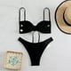 thumbnail image 3 of Traje de baño de dos piezas con estampado de leopardo para mujer, conjunto de Bikini Sexy a rayas, ropa de playa, Tanga, 3 of 5