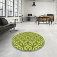 thumbnail image 4 of Ahgly Tapis Rond Lavable en Machine Intérieur Transitionnel Néon Jaune Vert, 6 Pieds Rond, 4 of 7