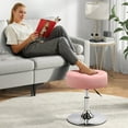 thumbnail image 5 of Furniliving Velvet Vanity Stool, Modern Swivel Round Ottoman, Adjustable Makeup Chair, Pink, 5 of 9