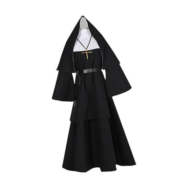 Disfraz de monja, ropa religiosa con cinturón, suministros para fiestas de Halloween, ropa de sacerdote M