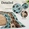 thumbnail image 4 of Light Blue Dog Paws Lumbar Pillow Covers 12x20 Inch, Farmhouse Vintage Modern Blue Brown Wood Decorative Pillowcase with Zipper, Microfiber Breathable Throw Pillowcases for Sofa Bed Living Room, 4 of 9
