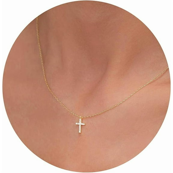 Dainty Cross Necklace For Women, Dainty 14K Gold Filled/Silver Cross Necklaces For Women Simple Layered Small Cross Choker Necklace Thin Chain Necklaces Aesthetic Jewelry For Women Gift[o1883]