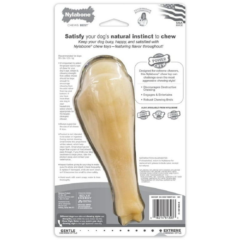 Nylabone Power Chew Jumbo Drumstick Big Dog Chew Toy Chicken 1ea XXL Monster 50 lb