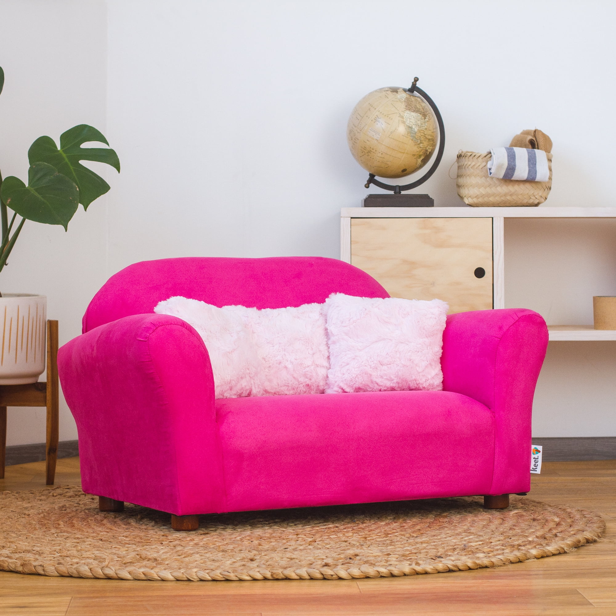 Pink plush couch discount