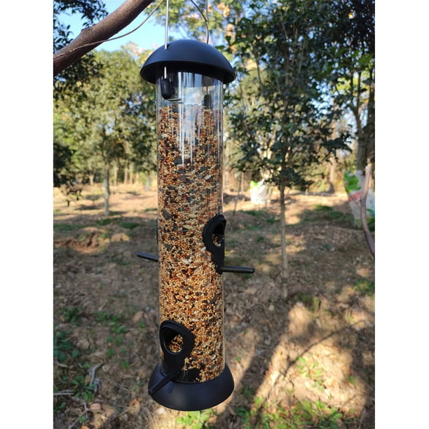 Mangeoire à oiseaux suspendue en plein air à l'épreuve des écureuils  Mangeoire à graines de jardin avec perchoir 