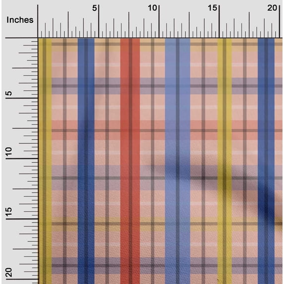 oneOone Cotton Jersey Peach Fabric Madras Check Craft Projects Decor Fabric Printed By The Yard 58 Inches Wide