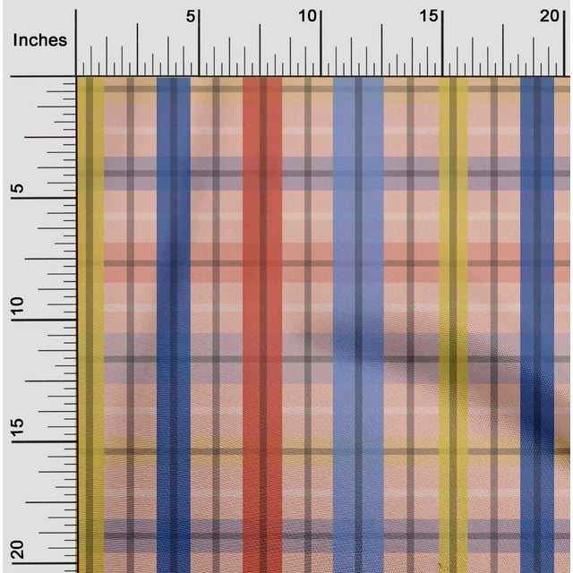 oneOone Cotton Silk Peach Fabric Madras Check Sewing Craft Projects Fabric Prints By Yard 42 Inches Wide