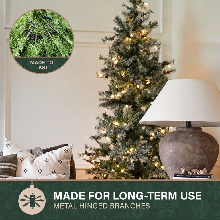 Fraser Hill Farm 6.5-Ft Buffalo Fir Flocked Artificial Christmas Tree - Pre-Lit With Dual Color LEDs & Stand 1 thumbnail image