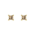 thumbnail image 3 of 0.5 Ct Princess Cut Studs Yellow Moissanite 18K Yellow Solid Solid Gold Everyday Dainty Earrings Push Back, 3 of 7