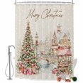 thumbnail image 2 of Christmas Shower Curtains for Bathroom, Farmhouse Xmas Tree Gifts Snowflake Rustic Waterproof Fabric Shower Curtain, Decorative Bathroom Curtain for Bathtub, 72"x84", No Hooks Included, 2 of 9