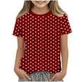 thumbnail image 1 of Zpanxa T Shirts for Girls Solid Color Round Neck Loose Fit Print Pattern Top Polyester Spandex 5 Years, 1 of 5