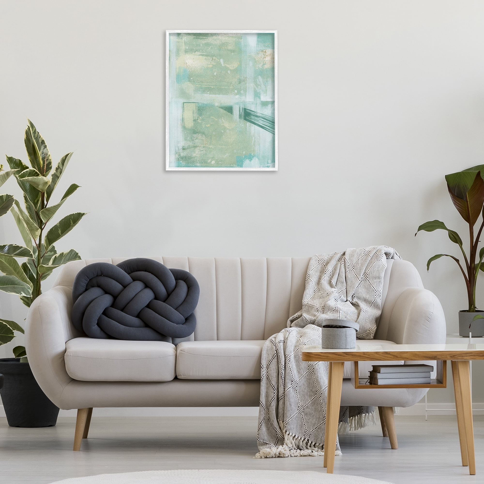 Stupell Industries Green Weathered Abstract Abstract Painting White Framed Art Print Wall Art, 24 x 30