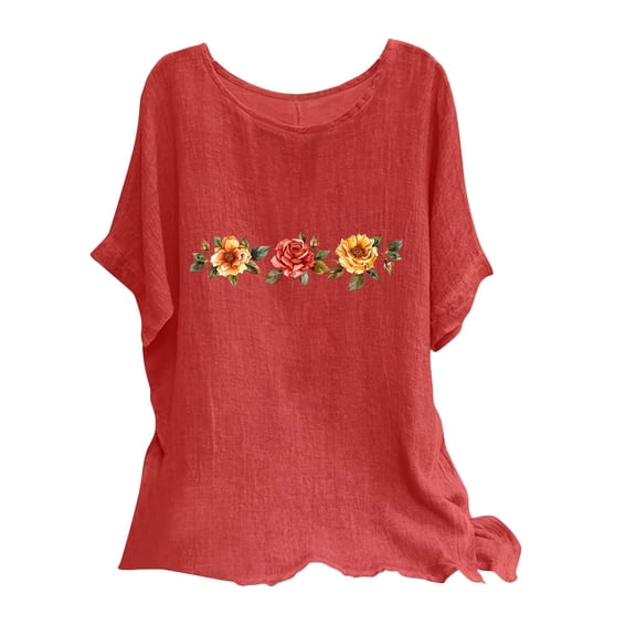 Blouses for Women Plus Size, Dressy Tank Tops for Women Cotton Linen Gauze Shirts Short Sleeve Summer Tunic Top Loose Fit Lightweight Casual Blouses