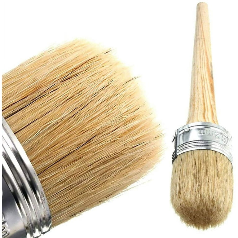 Round Bristle Chalk Brush, Chalk Paint Wax Brush, Chalk Paint Brush  Diameter 30mm Round Head for Furniture, Home Decor, Waxing, Glazing Pottery