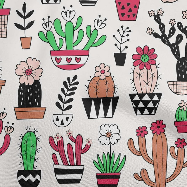 oneOone Viscose Jersey Off White Fabric Cactus Sewing Craft Projects Fabric Prints By Yard 60 Inch Wide-SP