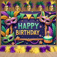 thumbnail image 6 of Colorful Banner Masquerade Mask Birthday Party Display Feather Decor Star Pattern Masquerade Backdrop for Birthday Party Masquerade Ball Photo Shoot, 6 of 9