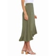 thumbnail image 2 of Womens One-Piece Wrap Tie Waist Solid Color Irregular Hem Chiffon Midi Skirt Elegant Flowy Green M, 2 of 9