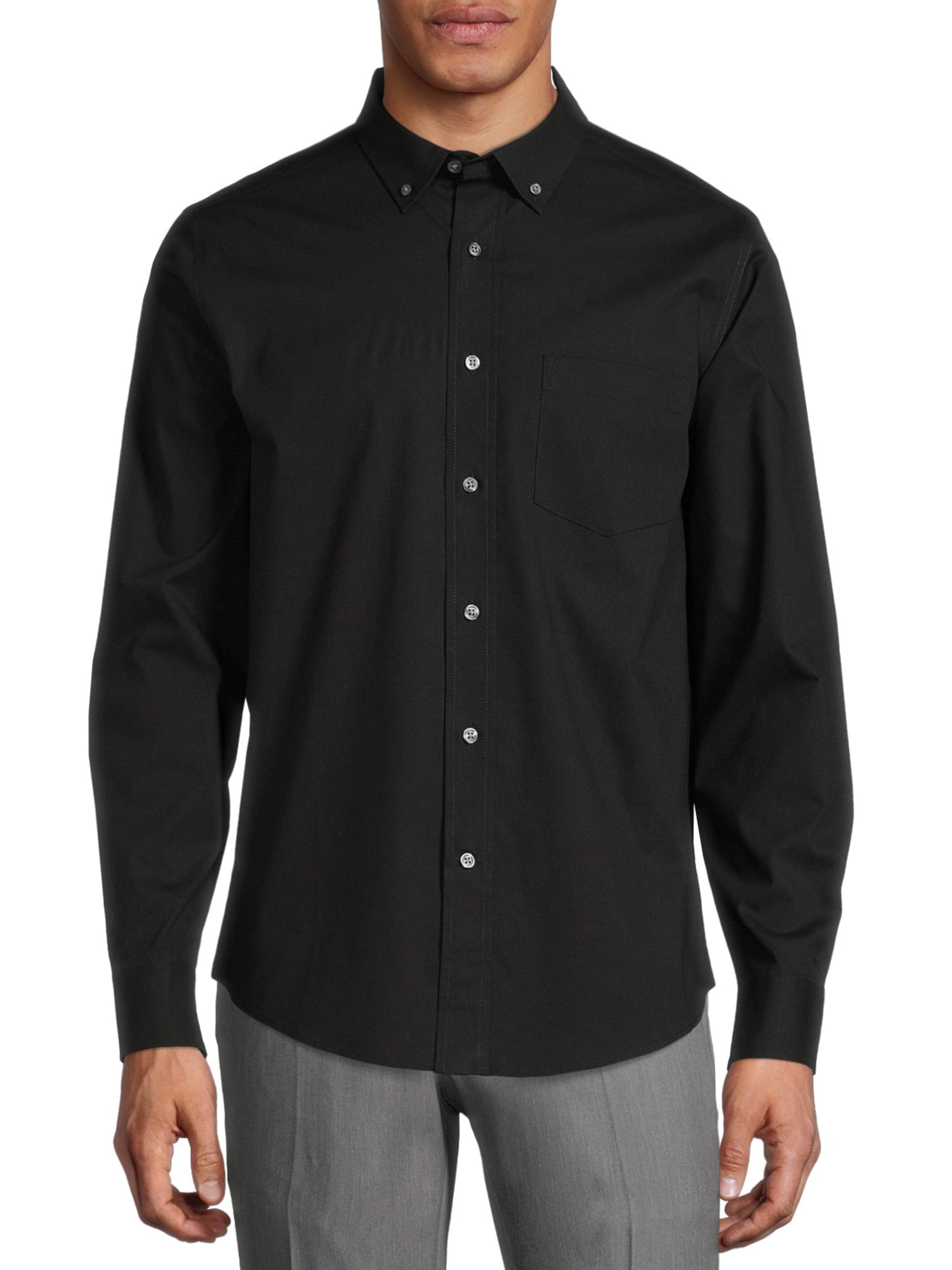GEORGE Long Sleeve Regular Button-Up Shirt (Men's), 1 Pack - Walmart.com