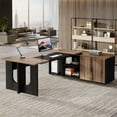 thumbnail image 5 of Tribesigns 74.8" Executive Desk, Large L Shaped Computer Desk Office Desk with Cabinet, White and Wood, 5 of 10
