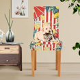 thumbnail image 4 of Yayeee 4 Pack Dining Chair Covers Stretch Parson Chairs Slipcovers Seat Protector, White Striped Lemon, 4 of 6