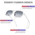 thumbnail image 3 of FEISEDY Vintage Square 70s Flat Aviator Sunglasses Women Men Metal Design Shades B2752, 3 of 13