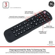 GE 3-Device Universal TV Remote Control in Black, 34927