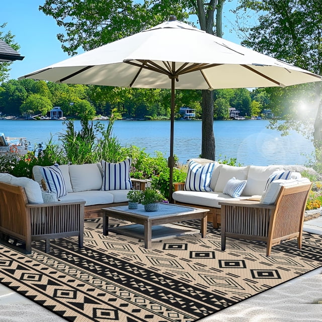 Alfombra de exterior Wallona, 244 x 305 cm, impermeable, reversible