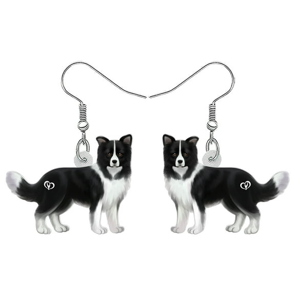 Acrylic Black Border Collie Dog Earrings Pets Puppy Dangle Jewelry For Women Dog Lovers Charms Gifts