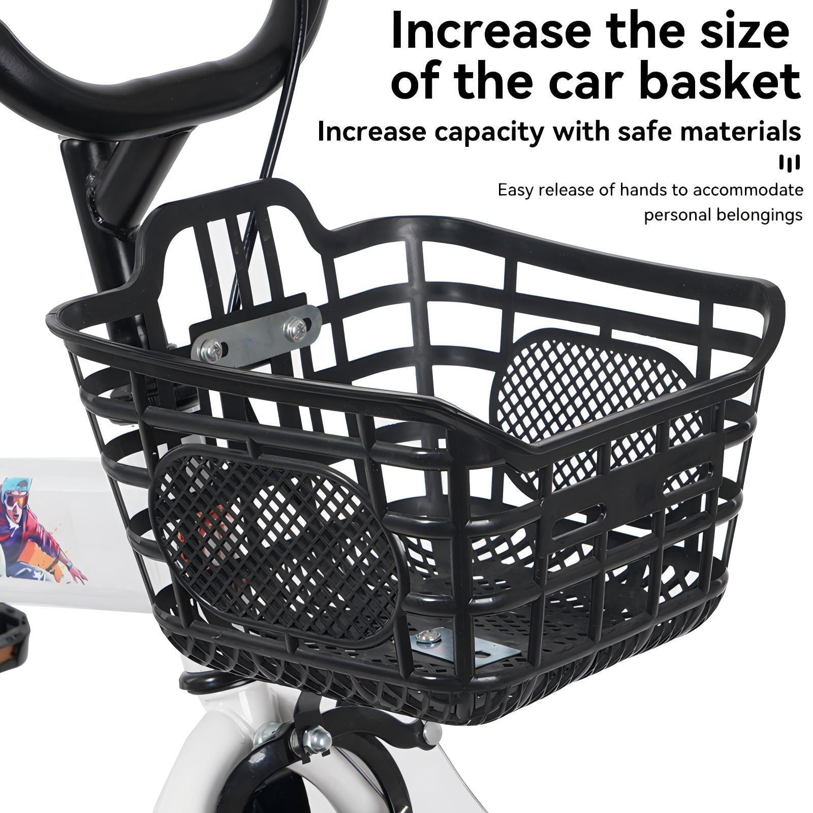Euroco 16 Inch Kids Bike for Age 4-8 Years, Easy Learning Children Bicycles with Adjustable Saddle,Handbrake and Kickstand Training Wheels for Rider Height 41"- 53",White