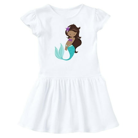 

Inktastic African American Mermaid Brown Hair Sea Star Gift Baby Girl Dress