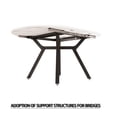thumbnail image 6 of 7-Piece Expandable Circular Dining Table Set, 47-63" Extendable MDF Table with 6 Ergonomic PU Fabric Dining Chairs, Black Metal Legs & Thick Cushioned Seats for Home Dining, 6 of 9