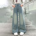thumbnail image 2 of Ruyang Girls Ripped Straight Leg Baggy Jeans Kids Baggy Pants Denim Trousers Pants Vintage Plain Jean Casual Joggers Streetwear, 2 of 8