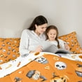 thumbnail image 4 of jejeloiu Happy Halloween 7 Pieces Bedding Comforter Set,Gothic Skull Full Bedding Set,Orange Gray White Fitted Sheet Flat Sheet For Teens,Ultra Soft Home Decor Reversible, 4 of 8