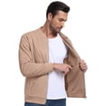 thumbnail image 3 of GIRUNS Men's Casual Varsity Jacket Vintage Suede Bomber Jackets Lightweight Outerwear Coat Khaki L, 3 of 6