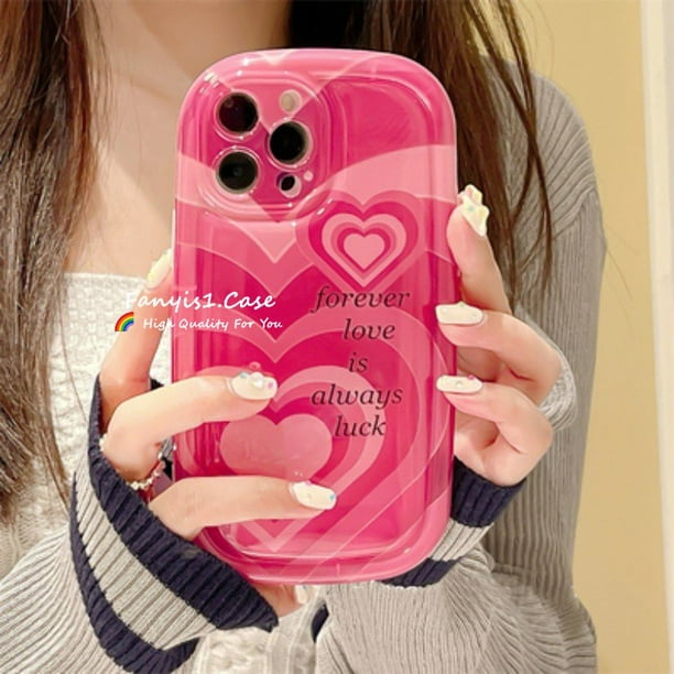 Carcasa Compatible Para iPhone 14 13 12 11 Pro Max X Xr Xs 8 7 6 6s Plus SE 2020 Pink Gradient Heart Creative A Prueba De Golpes Cojín De Aire Funda Protectora De Silicona
