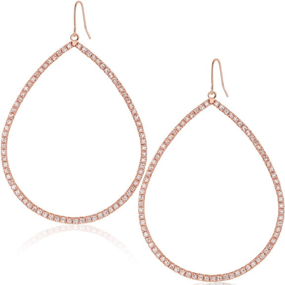 Humble Chic Rhinestone Hoop Earrings - Rose Gold Teardrop Drop Earrings for Women, 2.75"