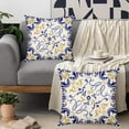 thumbnail image 2 of Retro Boho Floral Throw Pillow Cover 20x20 Inch Set of 2 Bohemian Ethnic Flower Pattern Design Decorative Pillow Cases Blue Yellow Print Farmhouse Cushion Cover for Sofa Couch, 2 of 6