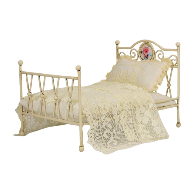 Modelo de cama 1:6, cama en miniatura, modelo de decoración de muebles, decoración de casa de muñecas, accesorios, muebles de dormitorio con cama en A