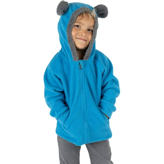 Cuddle Club Fleece Hoodie Jacket Winter Baby Clothes, Bear Blue 3-6Mos