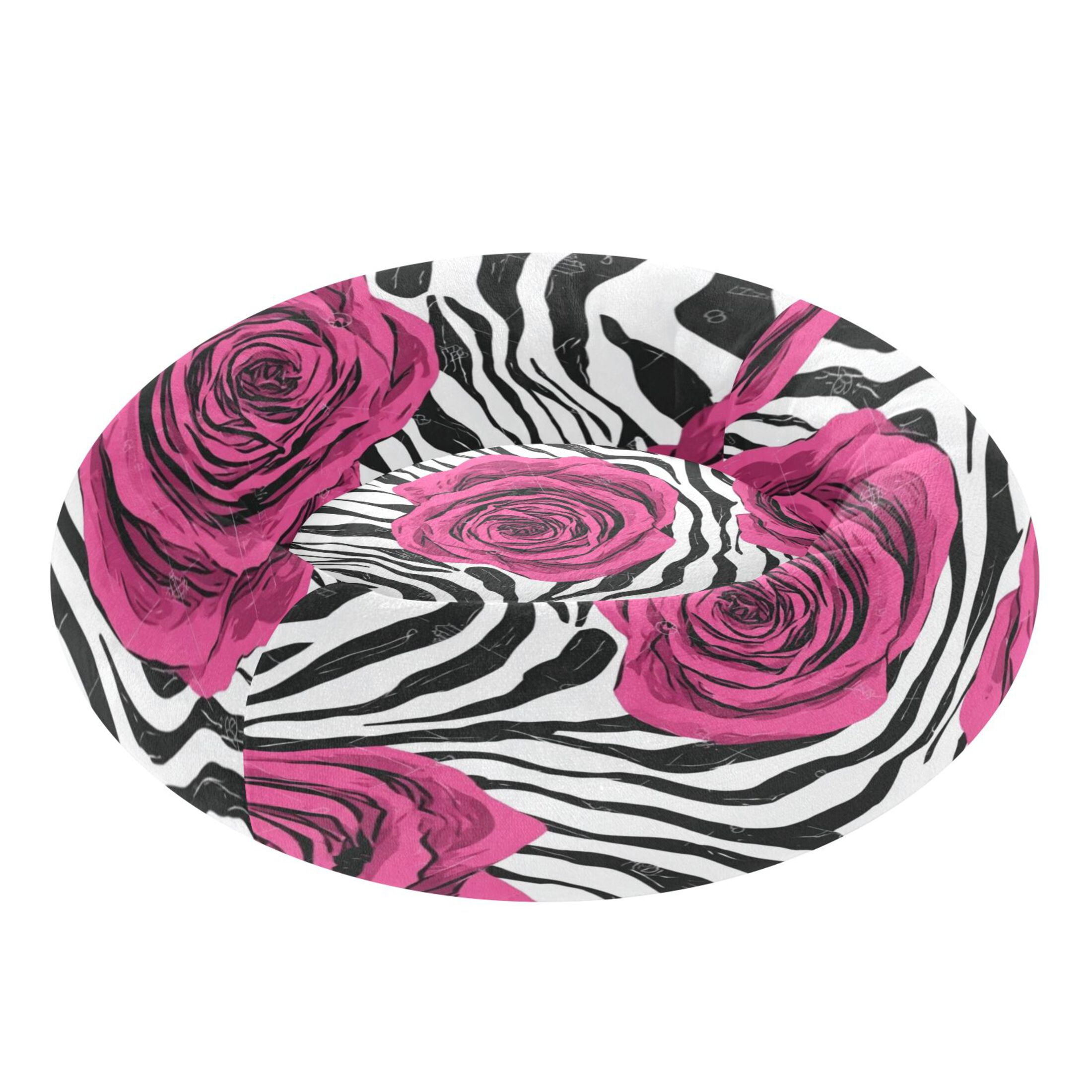 Iauyy Pet Couch Donut Cat Bed for Indoor Cats/Small Dogs Washable & Machine with Non-slip Bottom Calming Cat Furniture, Rose-like Zebra Pattern (M)