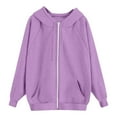 thumbnail image 6 of Fgvctg Womens Hoodies Oversized Full Zip Up Hoodies Long Sleeve Hooded Sweatshirt Fleece Fashion Jackets with Pockets Casual Trending Fashion Clothing Purple L, 6 of 6