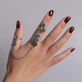 thumbnail image 4 of Vintage Knuckle Chain Rings Stackable Finger Rings Double Refers Rings Conjoined Rings for Women Girls Bohemian Hollow Carved Ring Roses Flowers Leaf, 4 of 4