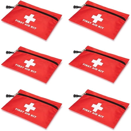 Red First Aid Bag Empty First Aid Kit Empty Waterproof First Aid Pouch Small Mini for First Aid Kits Pack Emergency Hiking Backpacking Camping Travel Car Cycling (Red, 7.9x5.5" 6 Pack)