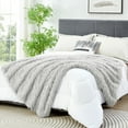 thumbnail image 4 of JONIYEAR Decorative Plush Fluffy Feather Faux Fur Throw Blanket for Couch Sofa 50" x 60", Extra Soft Long Hair Shaggy Fuzzy Blanket, Double Sided Luxury Warm Furry Blanket for Gift Wedding Bed, Grey, 4 of 9