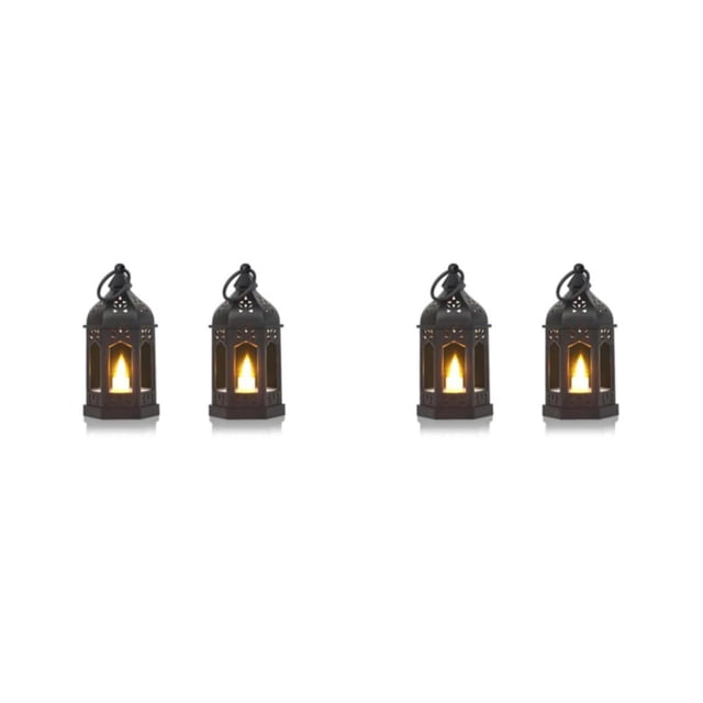 Transemion 2x Black Stylish And Small Decorative Lanterns For Delightful Home Décor Flickering Candlelight black-2PCS 2Set
